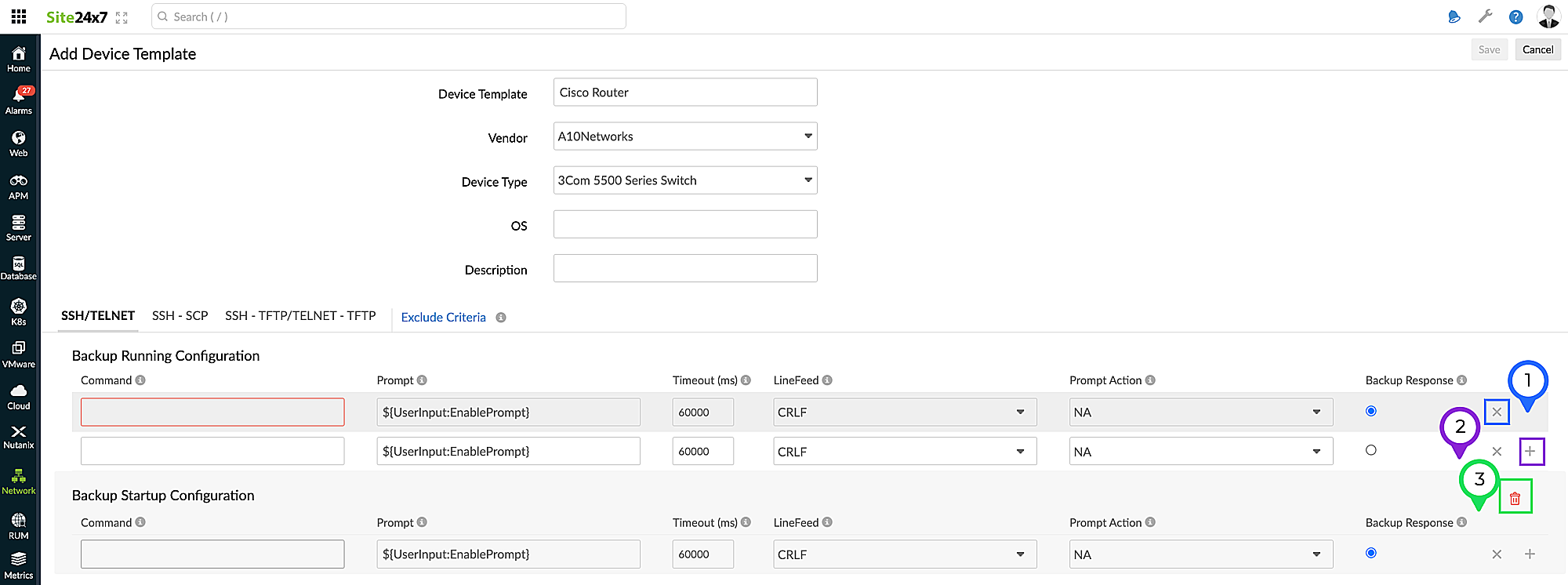 Actions while adding new NCM Device Templates