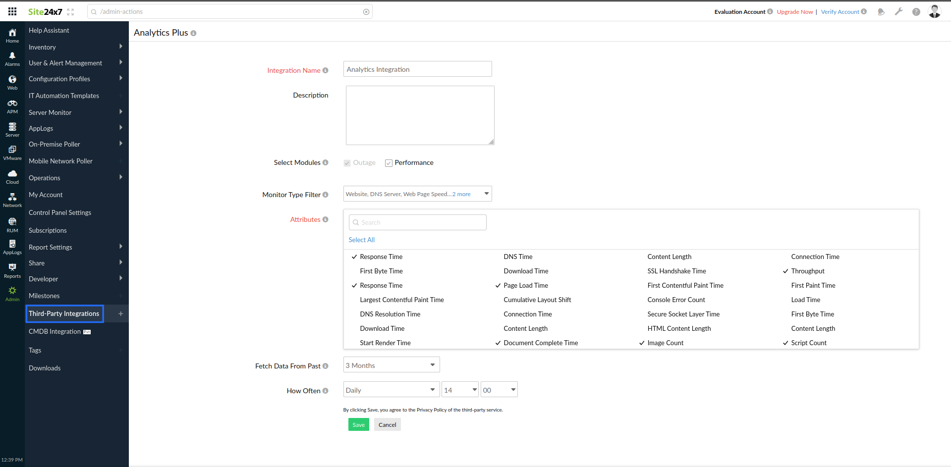 analyticsplus-site24x7 integration