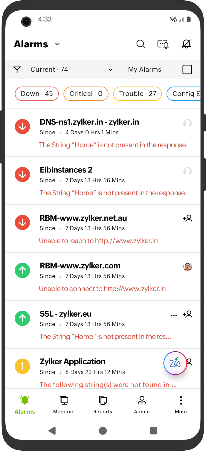 Android Zia Alarms