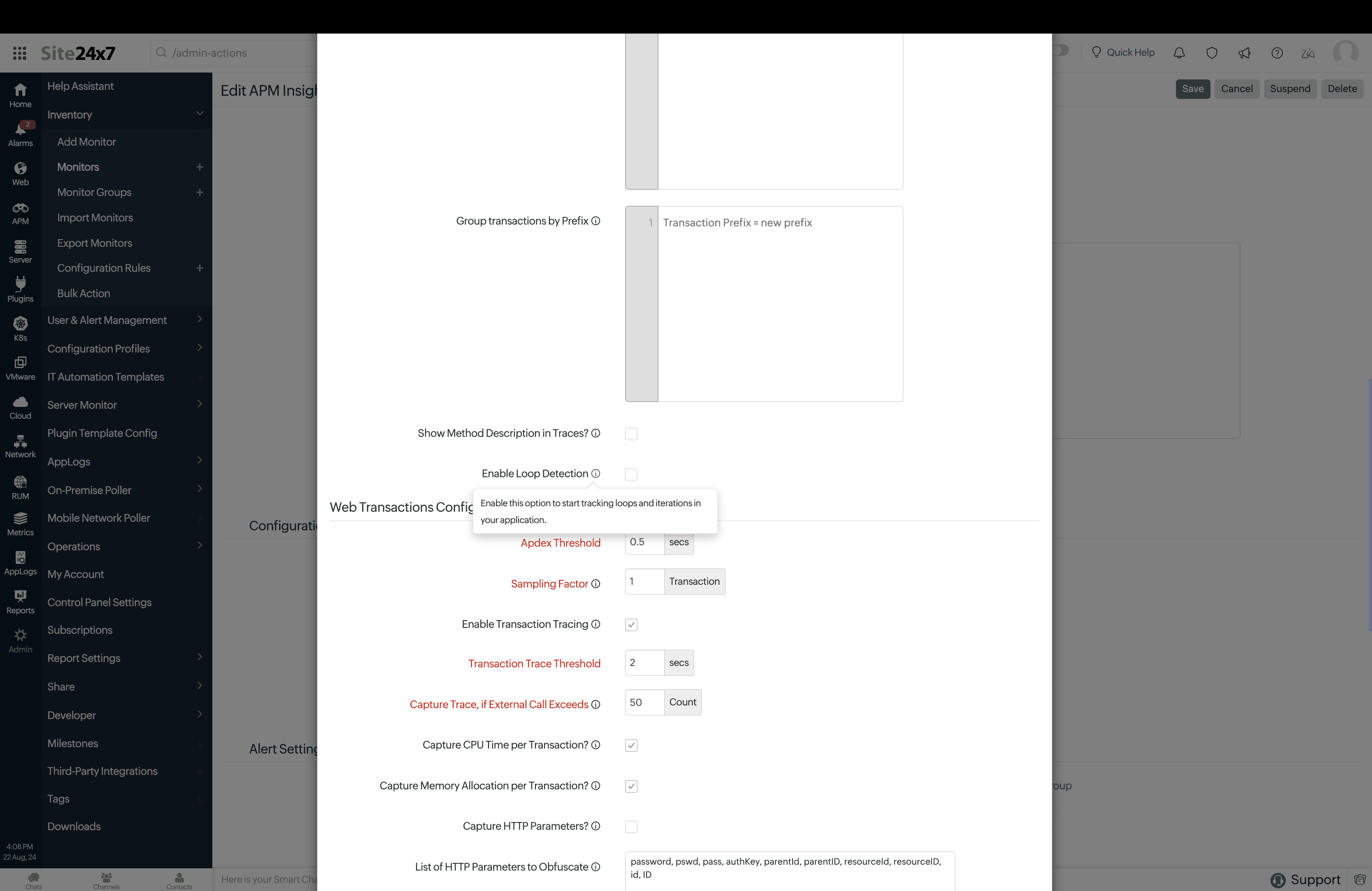 Edit Agent Configuration Profile