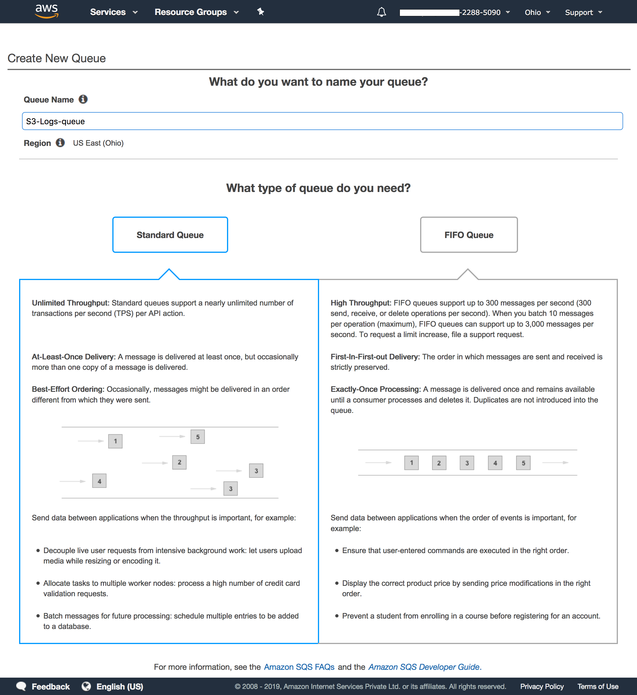 Create or select queue