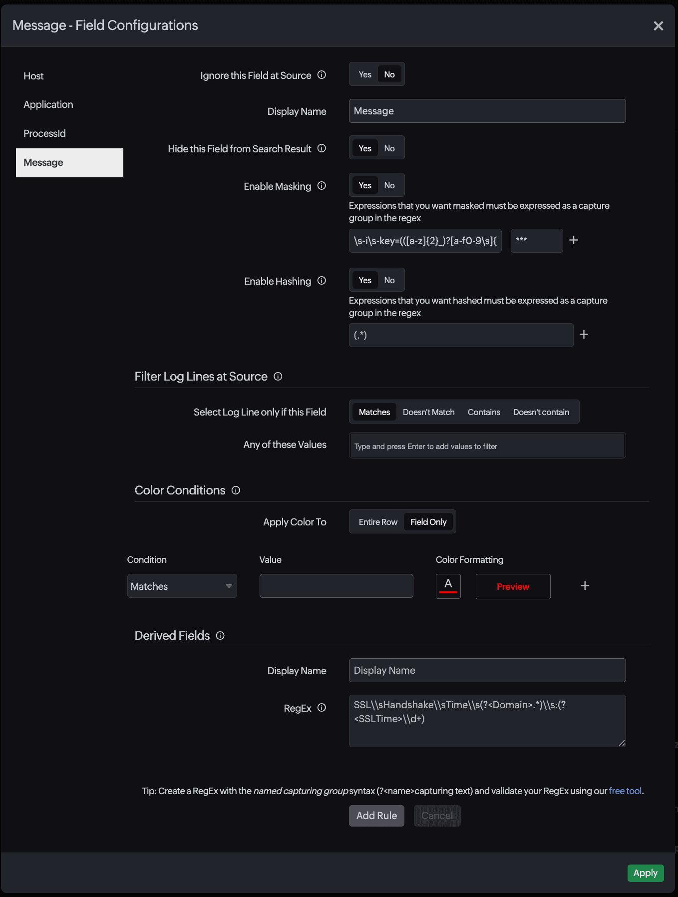 Hashing and masking