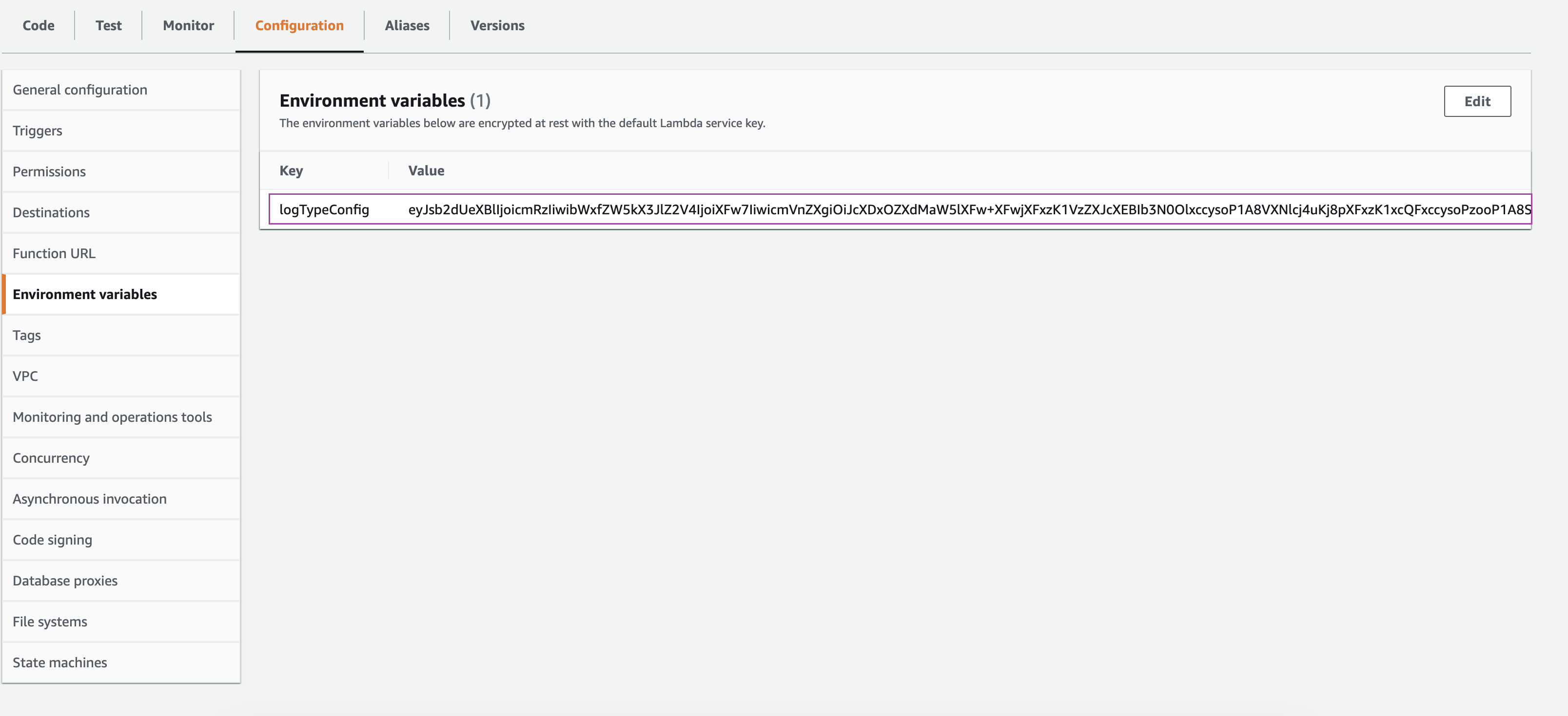 Log type config key